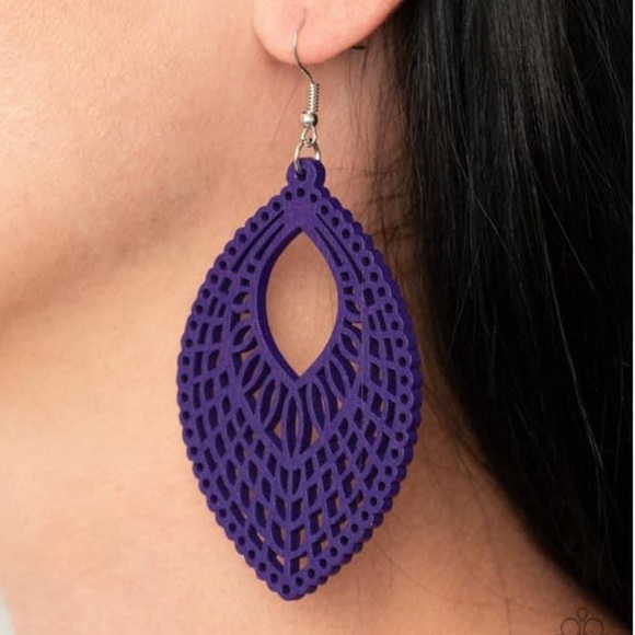Paparazzi Purple Wooden Earrings